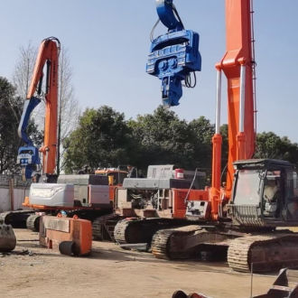 PCF-300 Series Pile Hammer: 3500 RPM High-Frequency & Excavator-Mounted Vibro Hammer