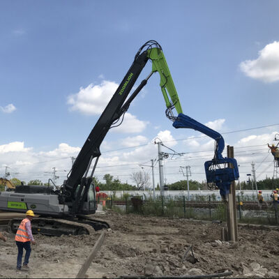 3200rpm Low Noise Vibrating Pile Driver – Yellow & Long Boom Mounted