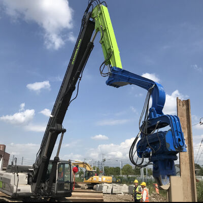 Excavator-Fit Pile Driver - Low Vibration Short Period & 180° Rotation Adjustment