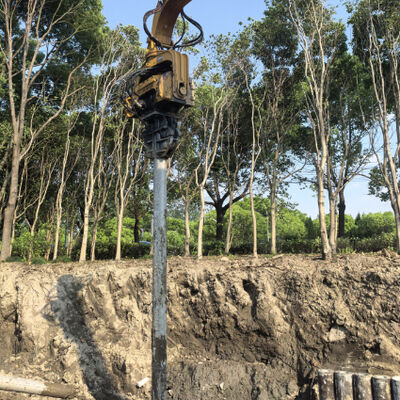 360 Degree Pile Driver : Adaptable To Excavators & High-Impact Force For Custom Piling Solutions